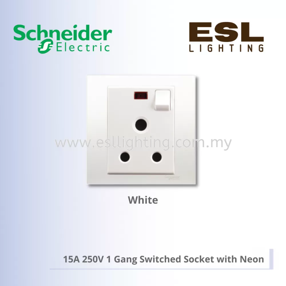 SCHNEIDER Vivace 15A 250V 1 Gang Switched Socket with Neon - KB15_15N_WE_G11