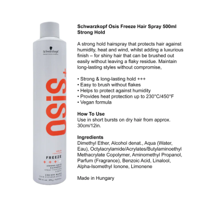 SCHWARZKOPF Osis Freeze Strong Hold Hairspray 500ML