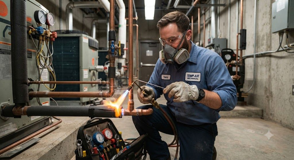 refrigeration system copper line brazing method