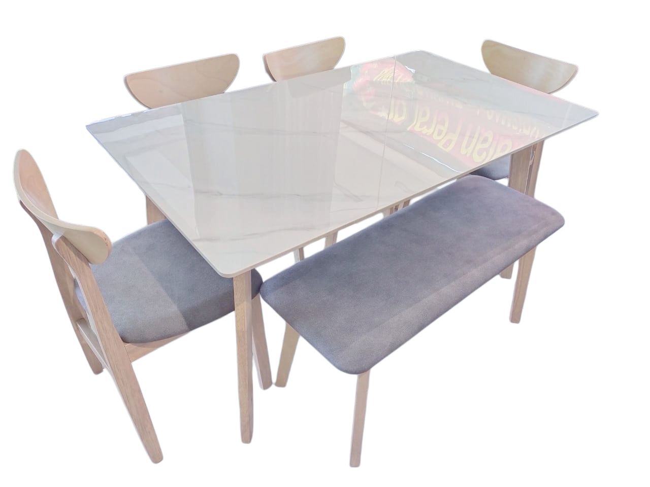 Solid Wood Dining Set (1 Table + 4 Chairs + 1 Bench)