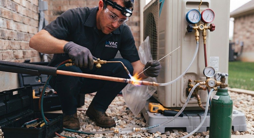 HVAC brazing nitrogen purging split air conditioner