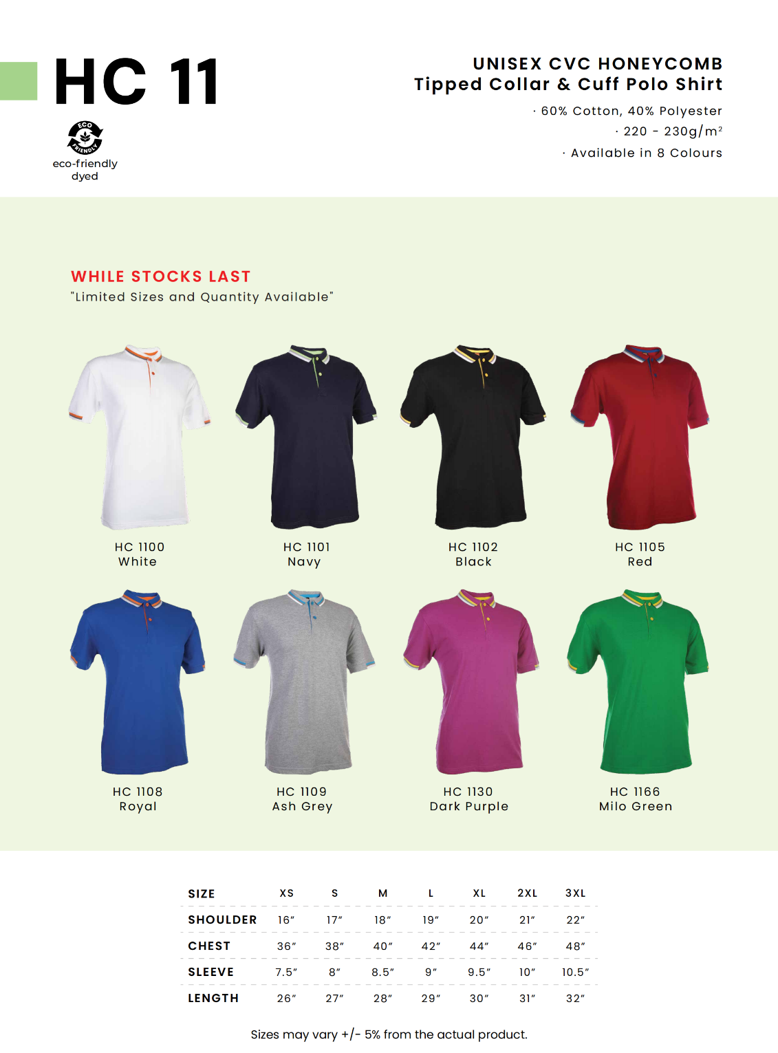 HC11 Cotton Polo Tee Unisex