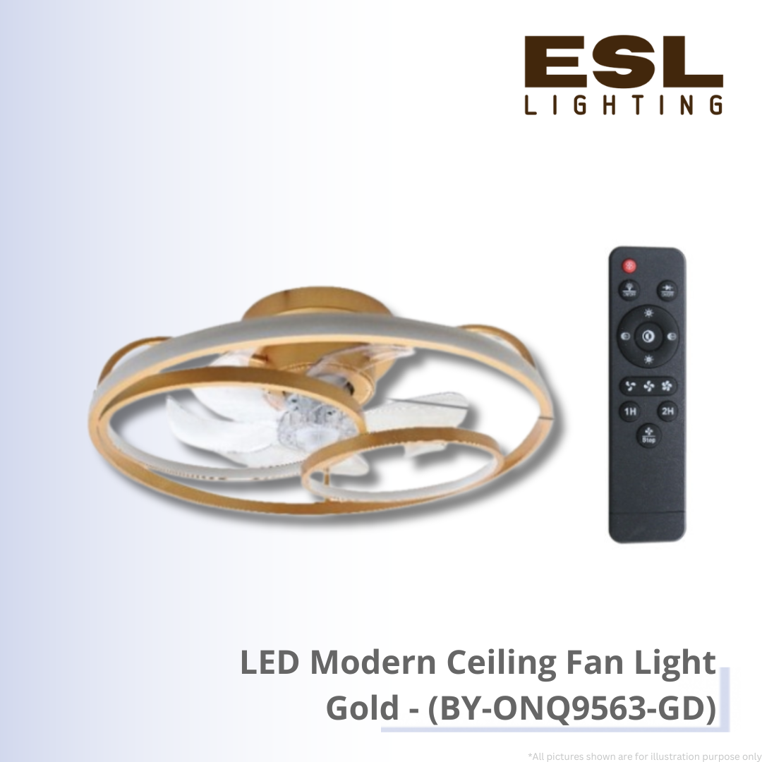 LED Modern Ceiling Fan Light Gold - BY-ONQ9563-GD