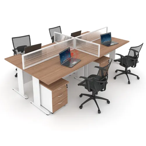 MJ Rectangular Workstation Cluster of 4 / Office Table Workstation / Meja Pejabat Kerja / Meja office