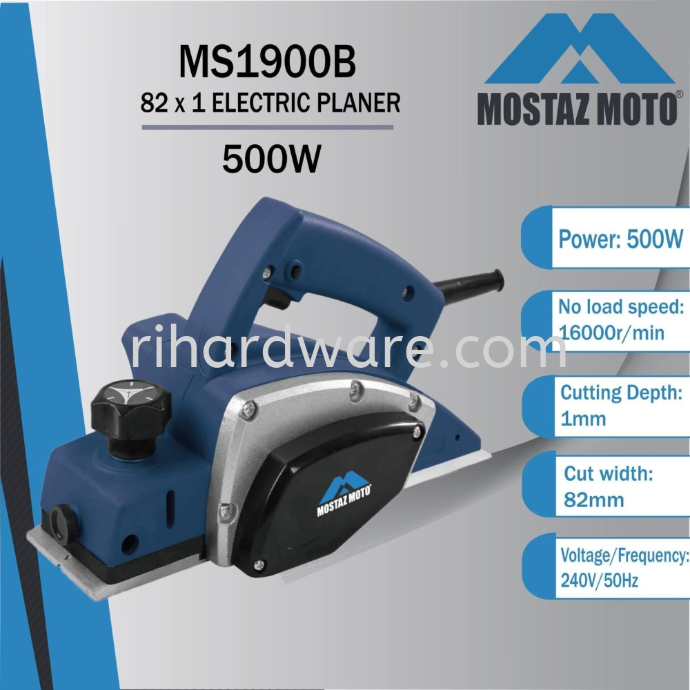 MOSTAZ MOTO 500w Electric Planer 82mmX1mm MS1900B