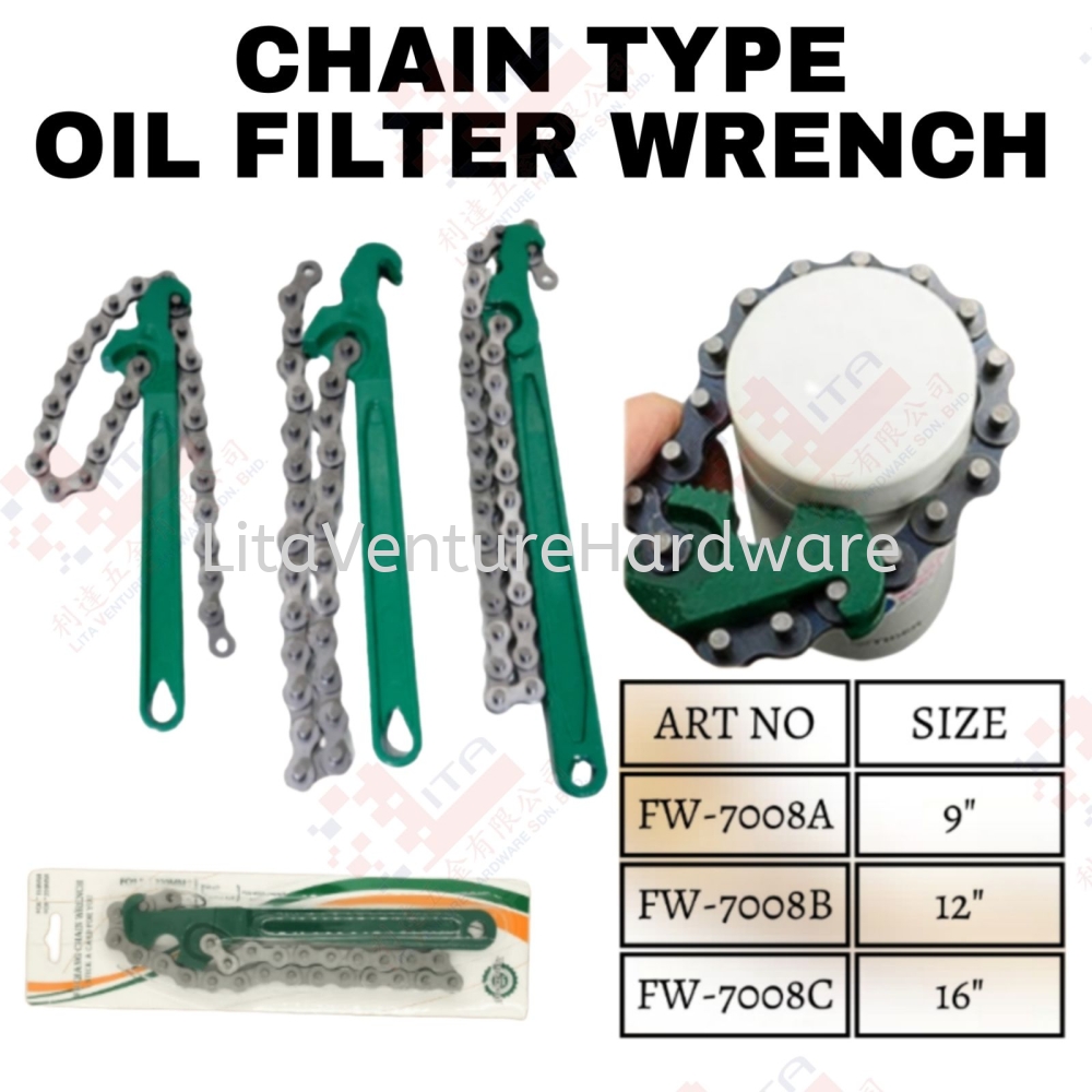 CHAIN TYPE OIL FILTER WRENCH - FW7008A FW7008B FW7008C