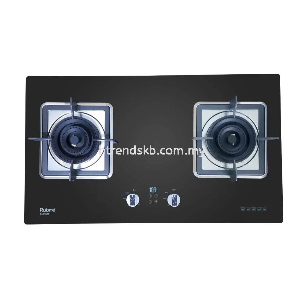 Rubine 2 Burner Build In Gas Hob (Glass) RGH-DAKKA2B-BL