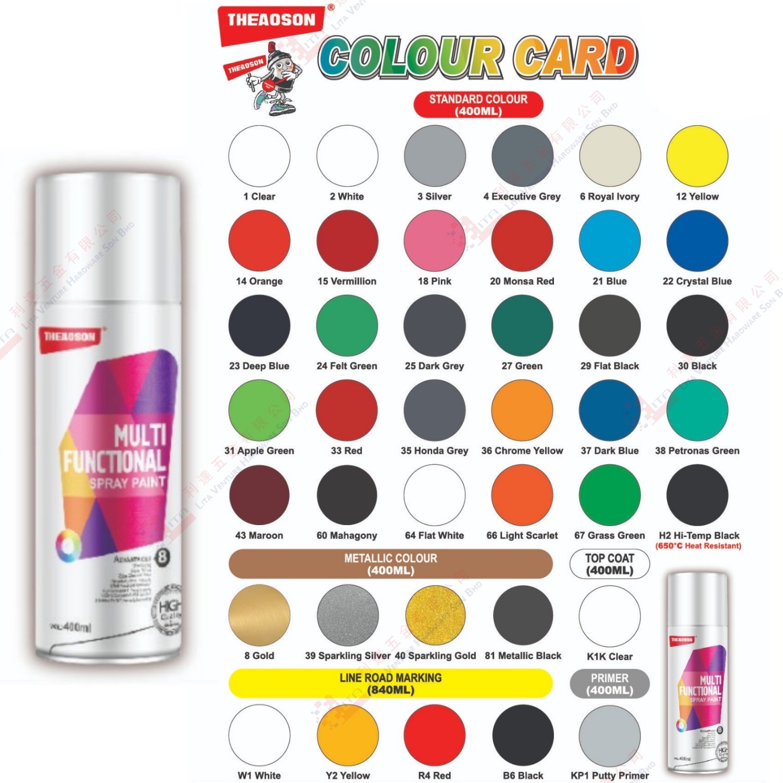 THEAOSON BRAND COLOUR CARD