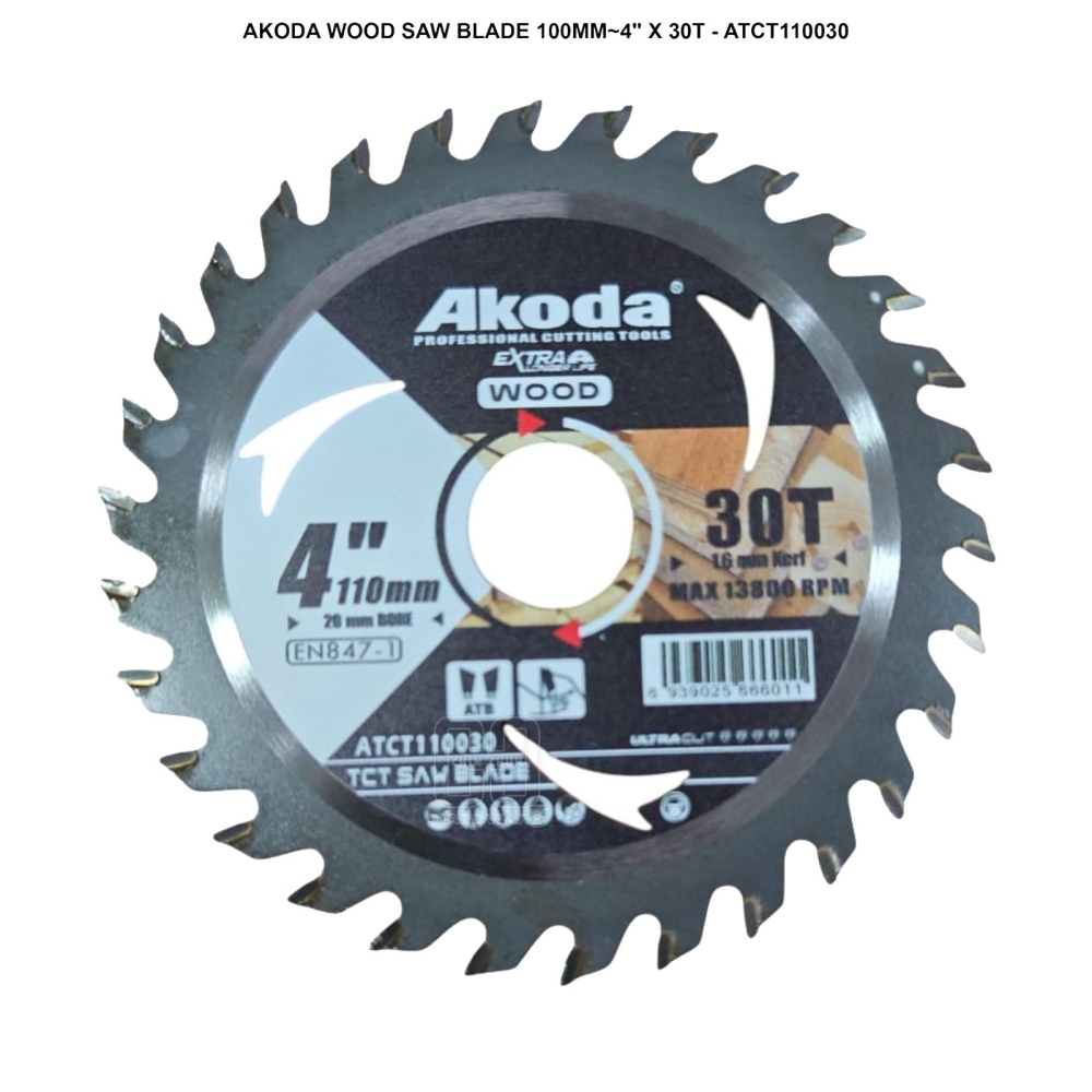 AKODA WOOD SAW BLADE 100MM 4" X 30T ATCT110030