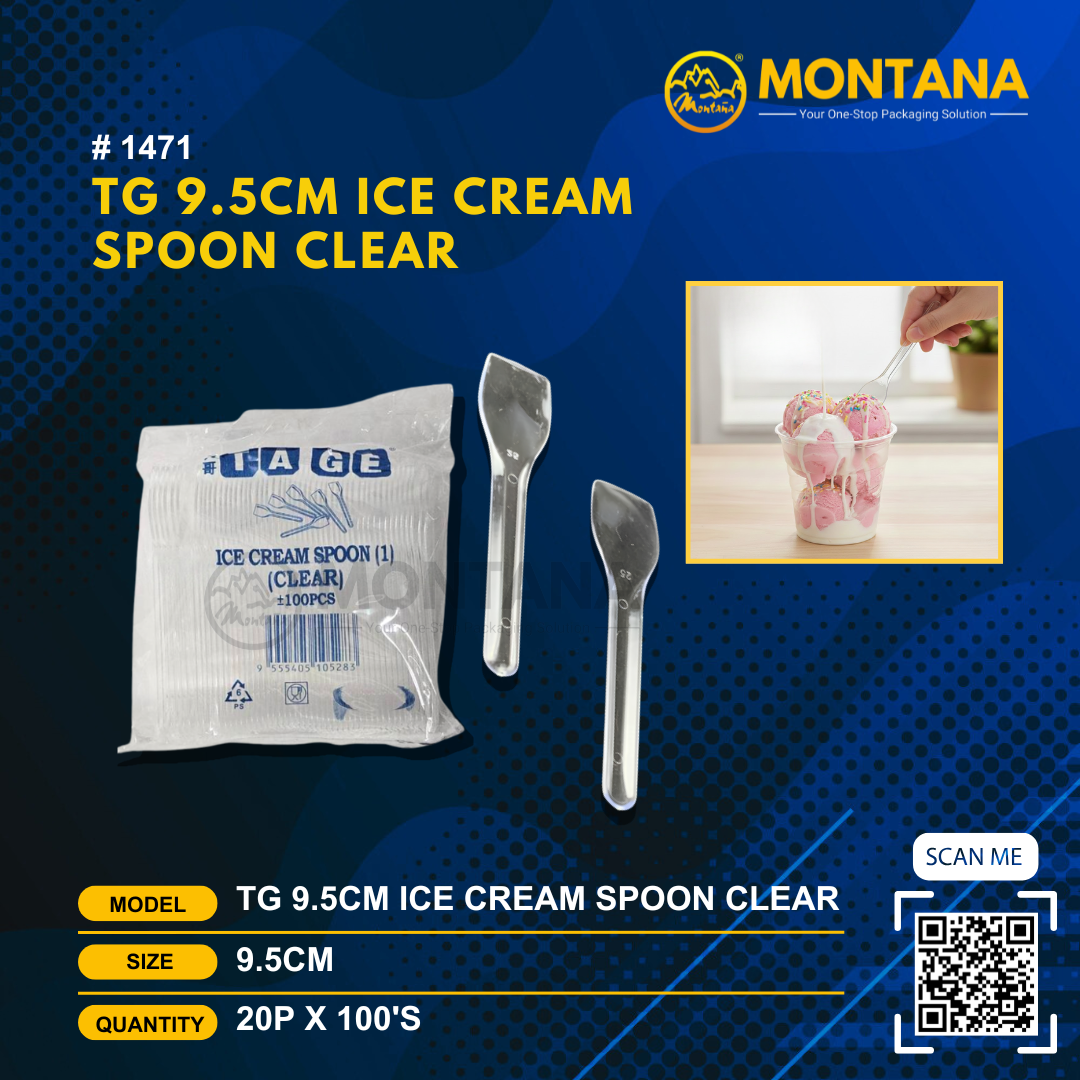 (1471) TG 9.5CM ICE CREAM SPOON CLEAR