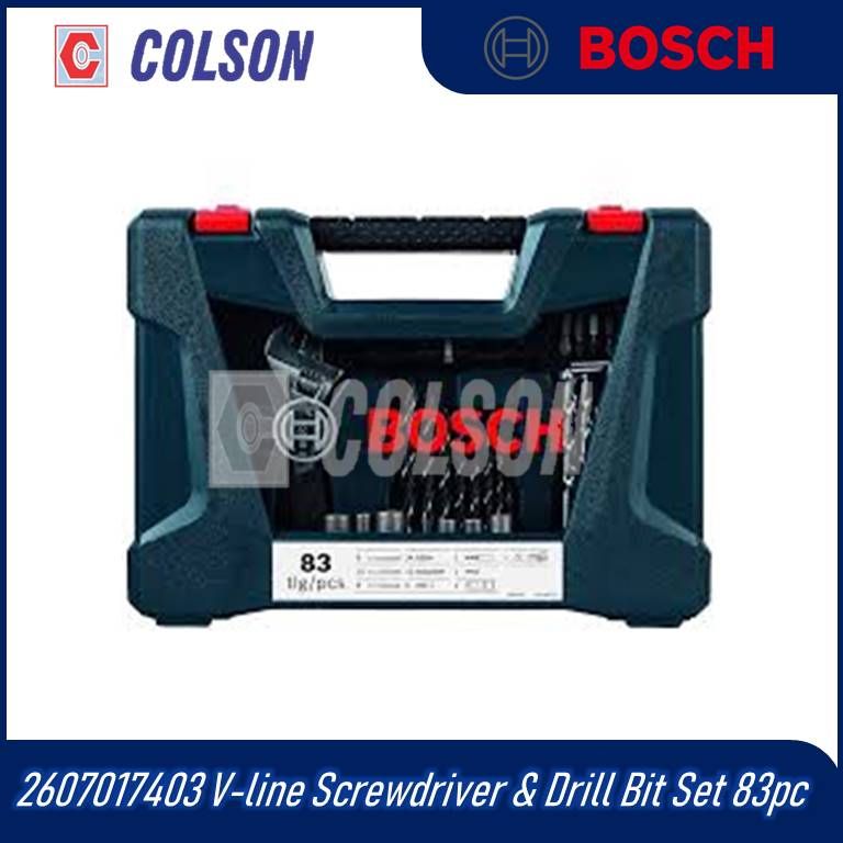 BOSCH 83-piece V-Line TiN drill bit and screwdriver bit set with LED torch and adjustable spanner 2607017403