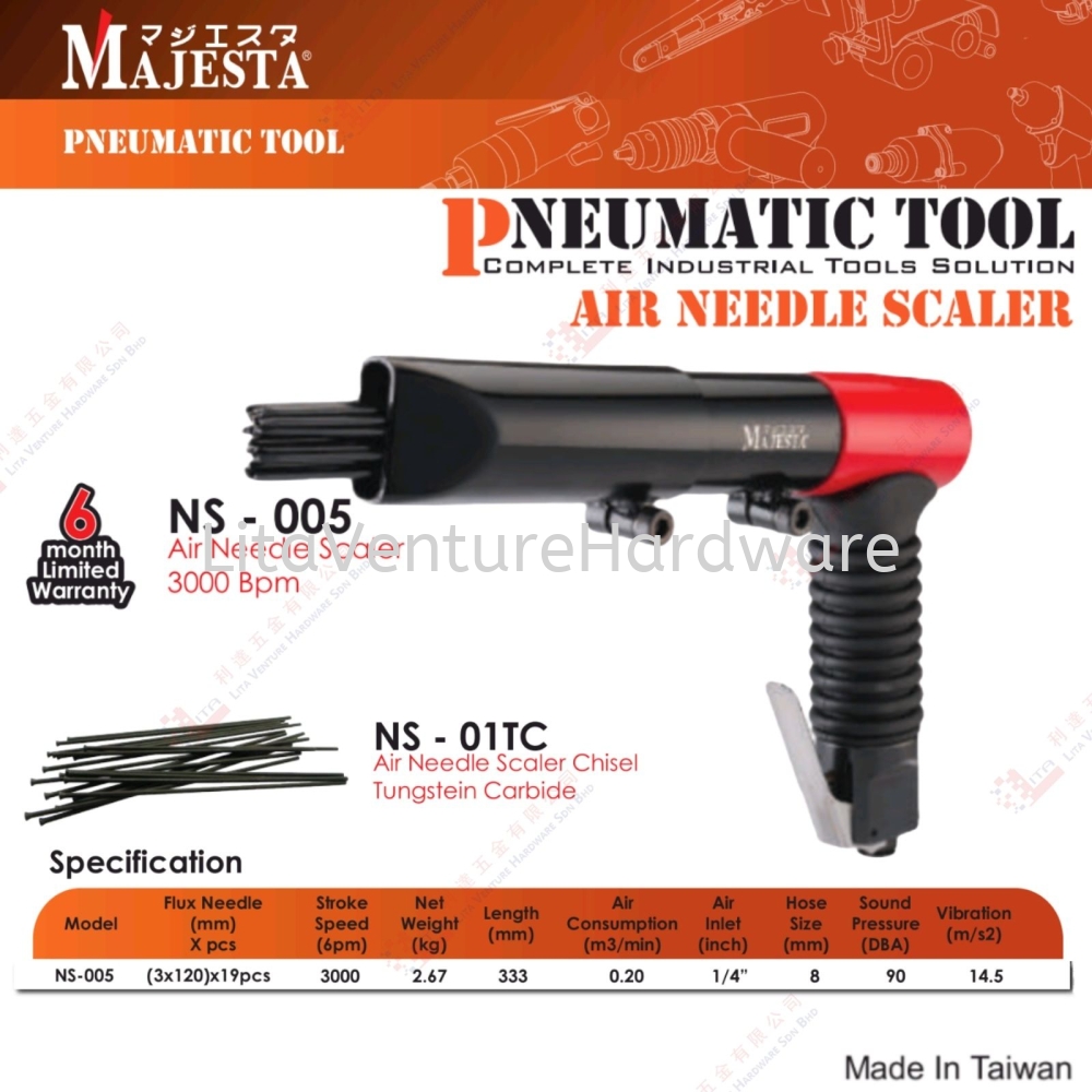 MAJESTA BRAND AIR NEEDLE SCALER - NS005 NS01TC
