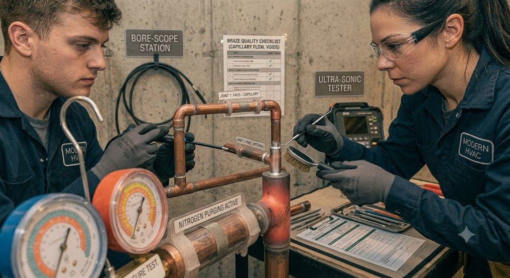 HVAC copper joint brazing inspection methods
