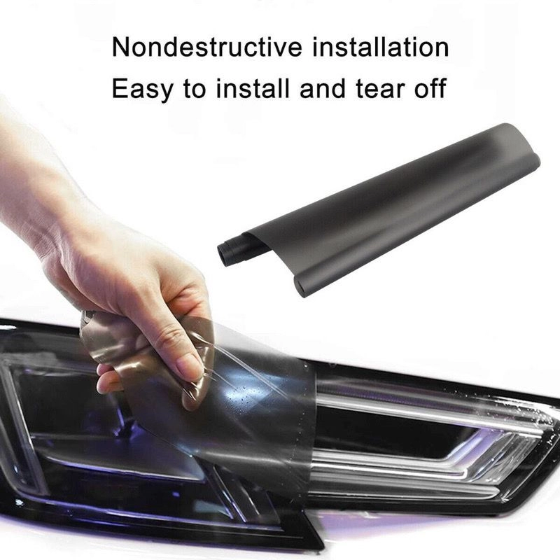 ( 1 Roll ) 16'' Black Car Rear Lamp Matt Frosted Film Headlight Taillight Modification Smoke Film Sticker forAutoStyling