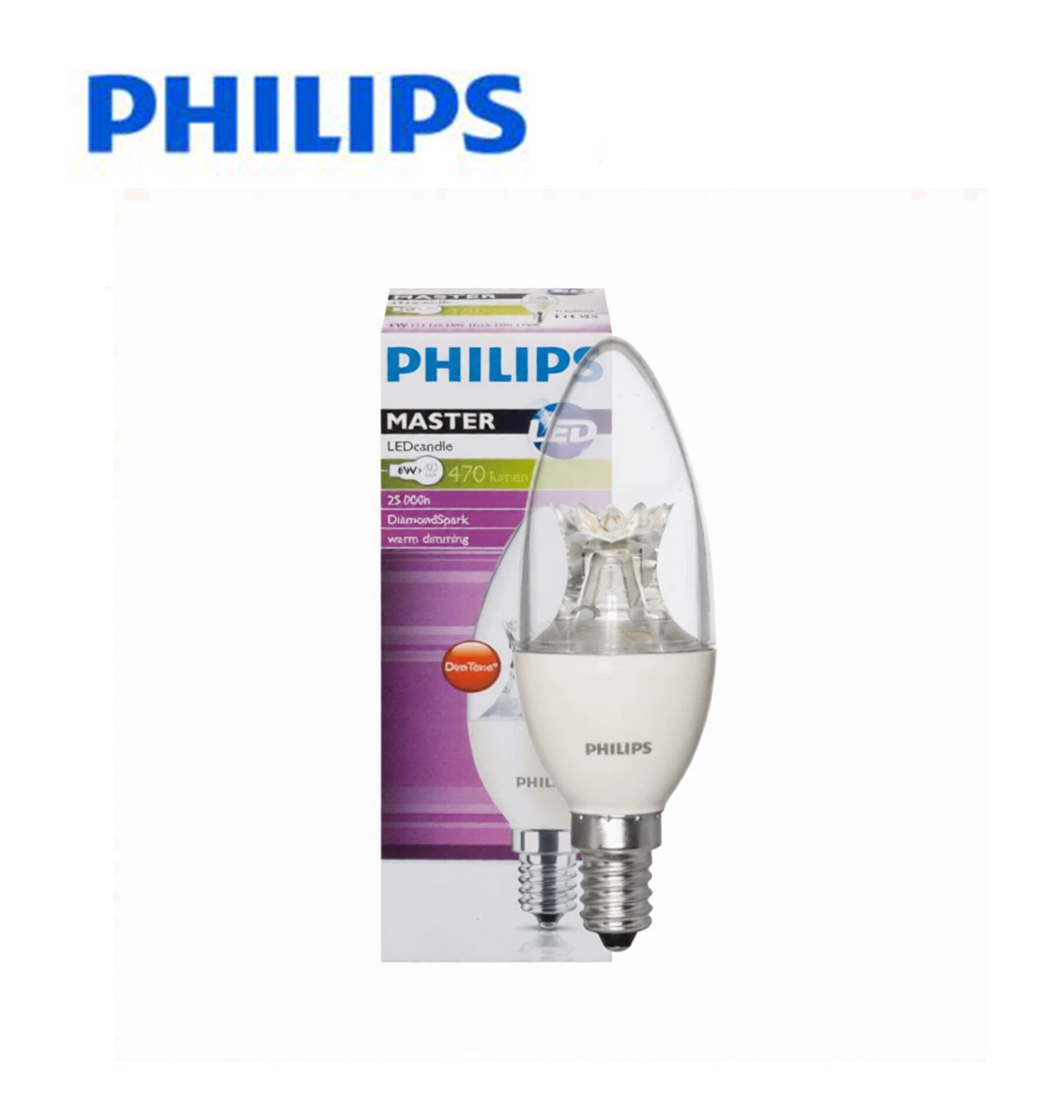 Philips Master LED Candle B38 E14 4w Dimmable DimTone Warm White 2200-2700k Clear Bulb