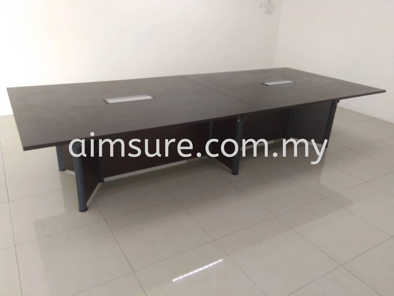 Walnut Conference Table With Pole Leg And Modesty Panel Selangor ...