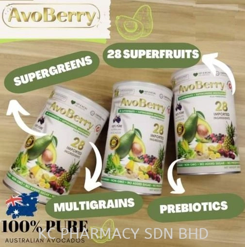 (HOT PRODUCT) AvoBerry 28 Superfruits + Supergreens Multigrain plus Probiotics 500g (Exp: 12/2024)