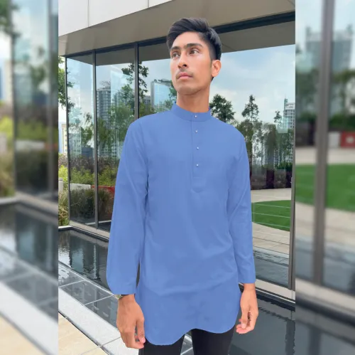 Baju Melayu Kurta Slim Fit Nagoya Baju Sahaja (KCM) Cornflower Blue