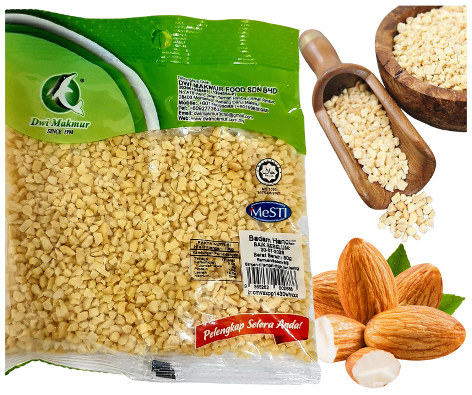Crushed Almonds (OPP) 50 Grams RM5.50 X 6 Units C.Dwi Makmur