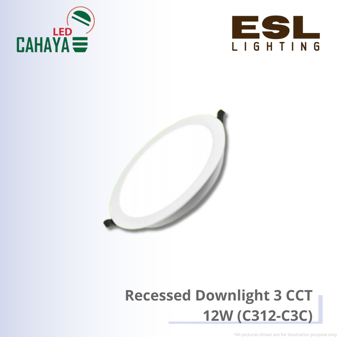 CAHAYA LED Recessed Downlight C3 Series 3 Color 12W -  C312-C3C LED Downlight Round White 3 CCT Recessed Panel Light