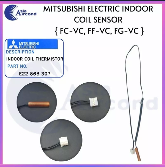 MITSUBISHI ELECTRIC AIRCOND INDOOR COIL SENSOR THERMISTOR E22 86B 307 FOR FC-VC FF-VC FG-VC SERIES COPPER SENSOR REPLACEMENT PART