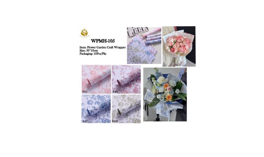 Flower Garden Craft Paper /Lush Flower Design Wrapping Paper – Versatile Craft Sheets for bouquets & Art(WPMH-105)