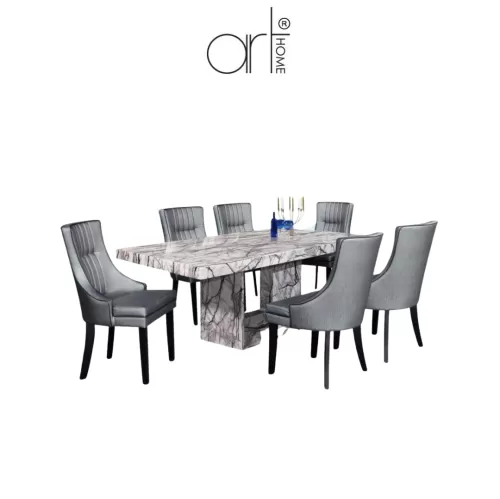 BETTY MARBLE DINING SET 1+6 (MT-X51C +DC-8110)	