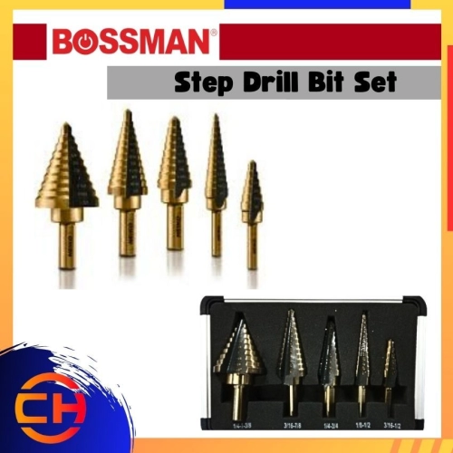 BOSSMAN INDUSTRIAL TOOLS BSDS STEP DRILL BIT SET  - CHENG HUAT HARDWARE (SENTUL) SDN BHD