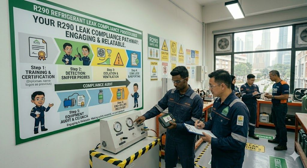 R290 refrigerant leak compliance procedures