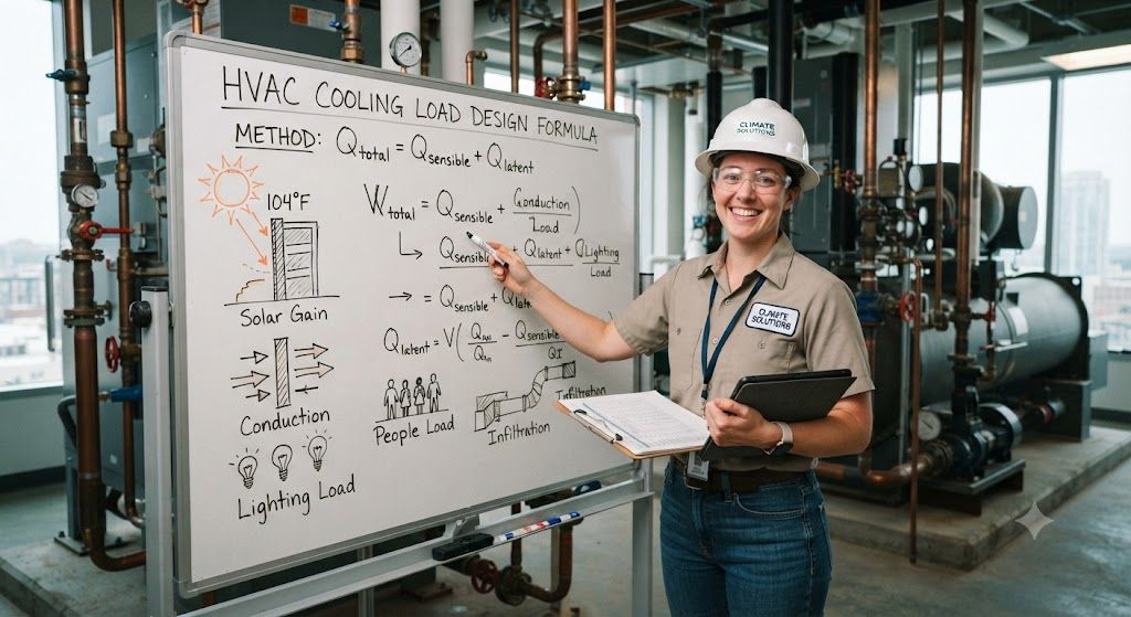 HVAC cooling load design formula method