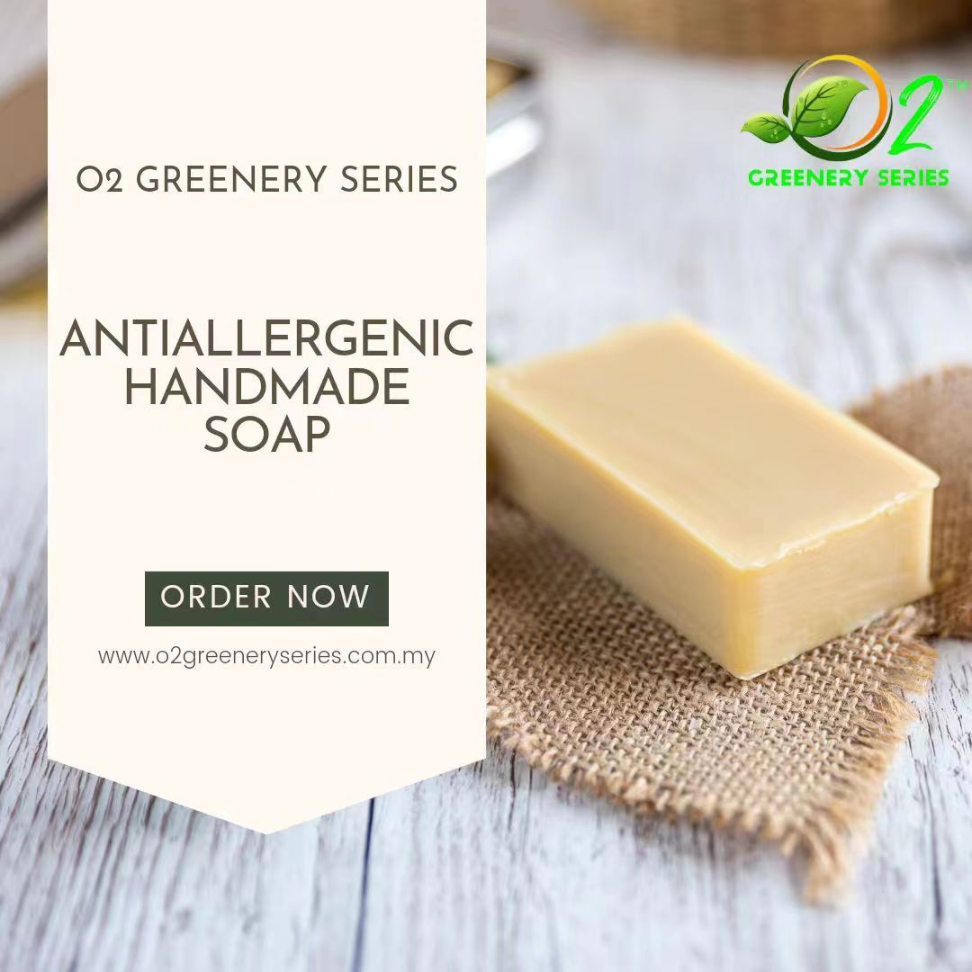 O2 Greenery Series Pure Natural Organic Antiallergenic Essential Oil Handmade Soap BarFace and Body Soap 200g+-