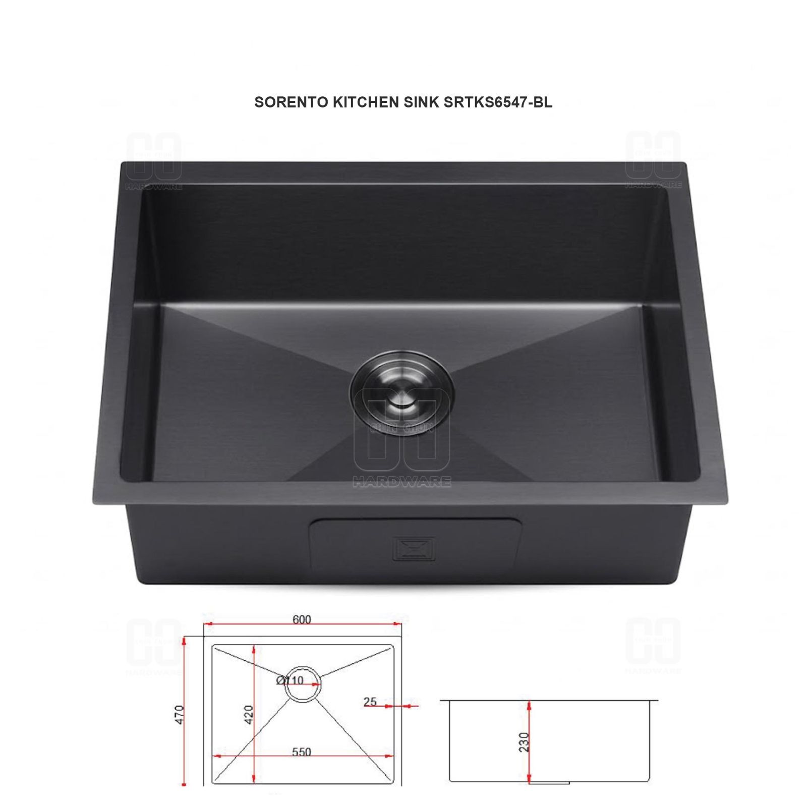 SORENTO KITCHEN SINK SRTKS7030-BL