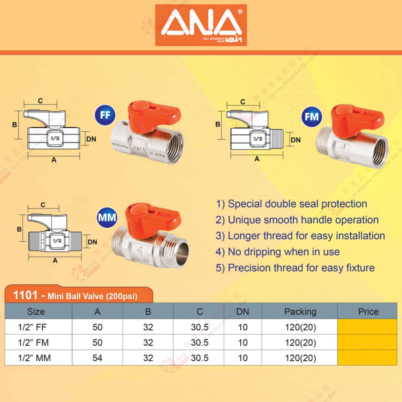 ANA BRAND MINI BALL VALVE - 1101