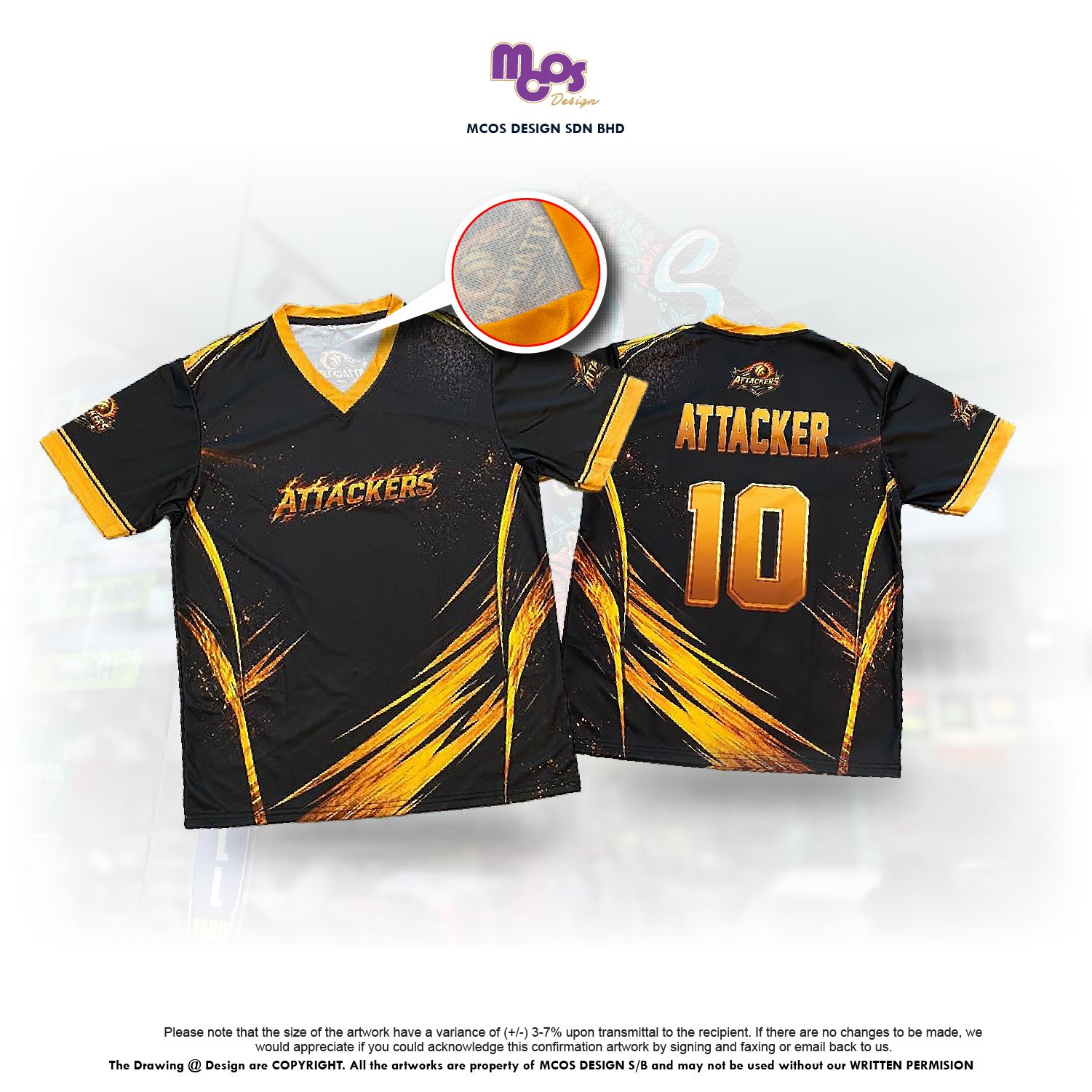 SUBLIMATION SHIRT WITH MATERIAL MINI EYELET AND V-NECK COLLAR