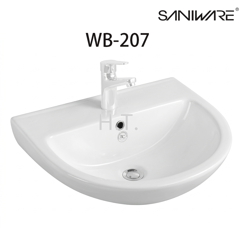 WB-207 "SANIWARE" WALL HUNG BASIN-ABOVE COUNTER MOUNTING (490X400X180MM)