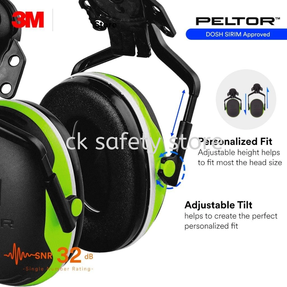 3M X4P5E PELTOR Premium Helmet Attached Electrically Insulated Earmuffs/ SNR 32 dB