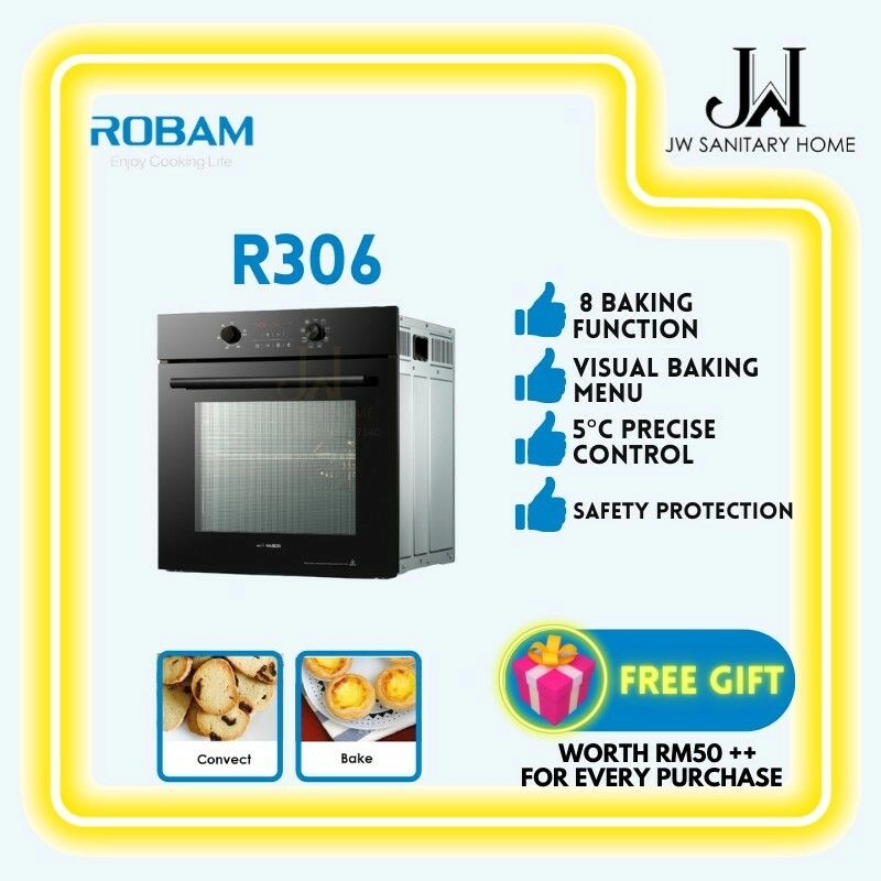 JW ROBAM R306 Kitchen Home Appliances Built In Oven With 8 Cooking Functions Dapur Elektrik Portable Dapur Built-in Oven