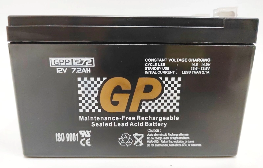 GP Brand 12V7.2AH Rechargeable Seal Lead Acid Backup Battery for autogate / alarm / UPS / Small Pump / Sprayer - GPP1272