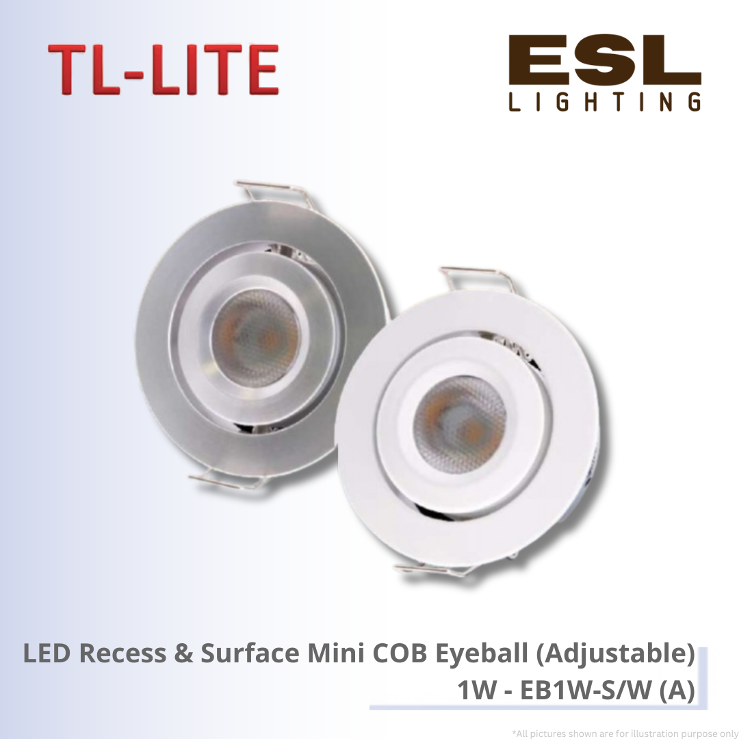 TL-LITE LED Recess & Surface Mini COB Eyeball (Adjustable) 1W - EB1W-S/W (A)