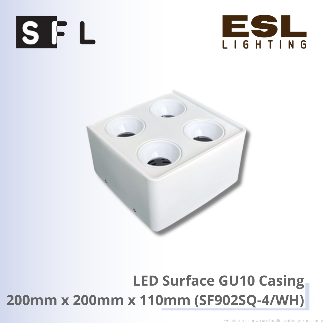 SFL LED Surface GU10 Casing 200mm × 200mm × 110mm - SF902SQ-4/WH