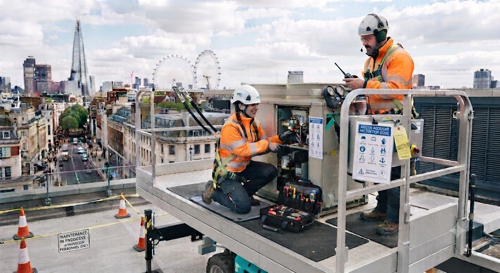 HVAC technician rooftop maintenance safety