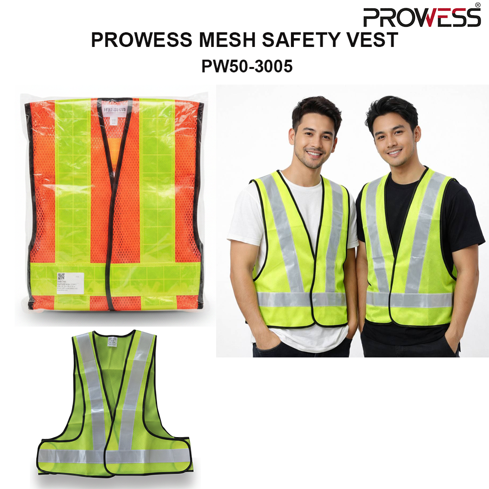 PROWESS SAFETY VEST | HIGH VISIBILITY REFLECTIVE SAFETY VEST | LIGHTWEIGHT WORKPLACE SAFETY APPAREL ( PW50-3005 )