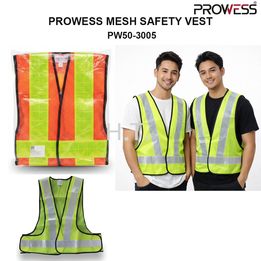 PROWESS SAFETY VEST | HIGH VISIBILITY REFLECTIVE SAFETY VEST | LIGHTWEIGHT WORKPLACE SAFETY APPAREL ( PW50-3005 )