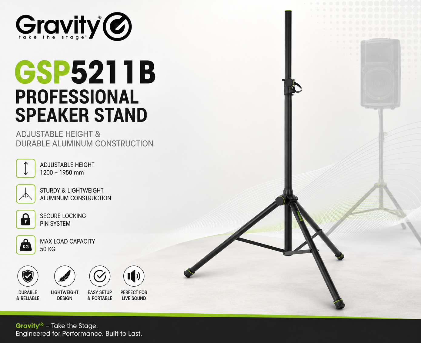 🏷️ Gravity GSP5211B – Professional Speaker Stand with Adjustable Height & Durable Aluminum Construction