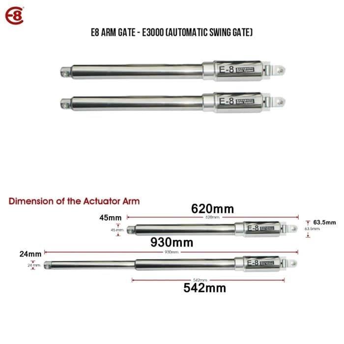 AutoGate E8 E3000 Stainless Steel Super Heavy Duty Arm