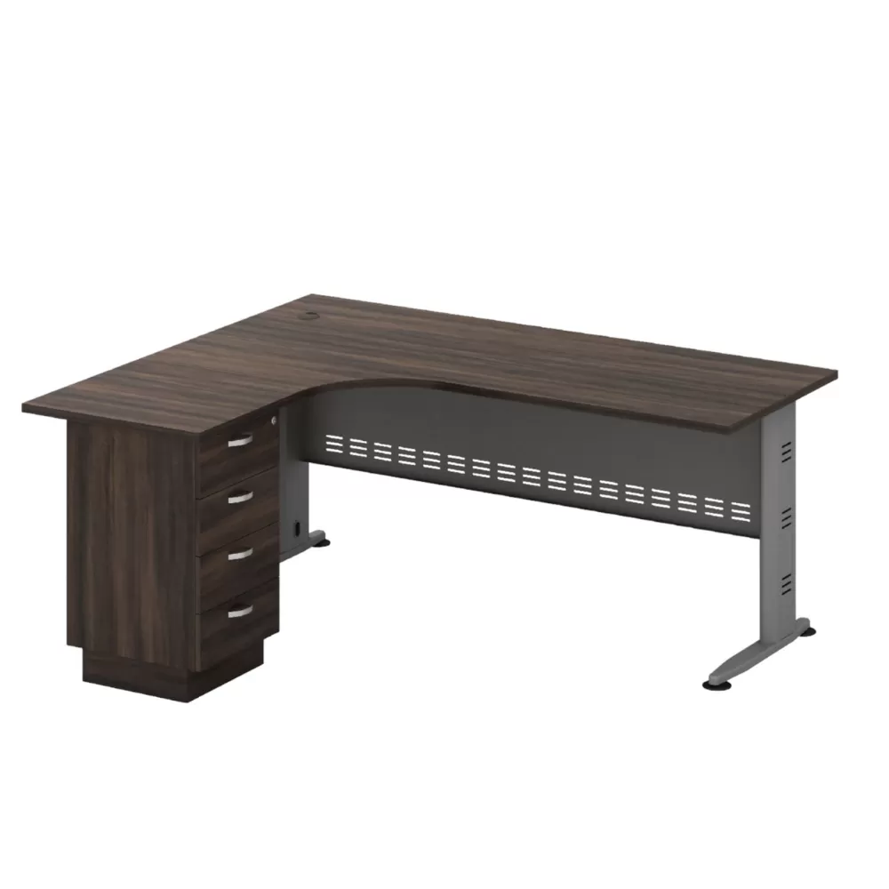 L-Shape Acadia Executive Table With Fixed Pedestal 3 Drawer｜Office Table Penang