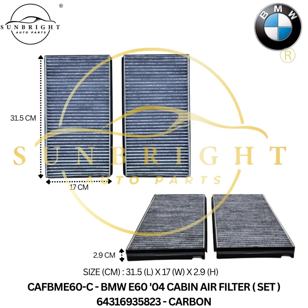 CAFBME60-C - BMW E60 '04 CABIN AIR FILTER ( SET ) 64316935823 - CARBON