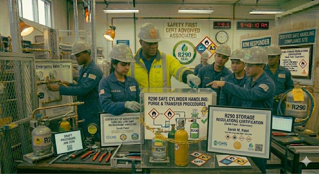 R290 safe cylinder handling procedures