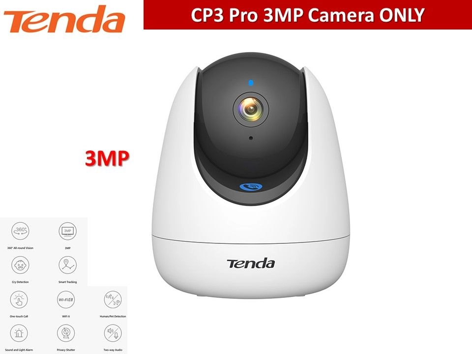 Tenda CP3 Pro 3MP Security Pan/Tilt WIFI IP Camera - AI Smart Wireless WIFI Camera