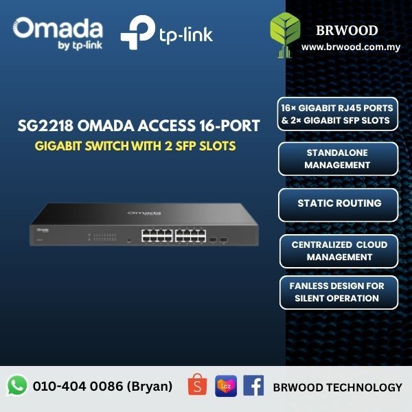 OMADA TP-LINK SG2218: Omada Access 16-Port Gigabit Switch with 2 SFP Slots